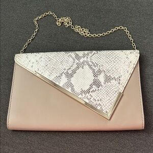 Aldo Chic Snake-Print Flap Evening Clutch in Blush/Beige